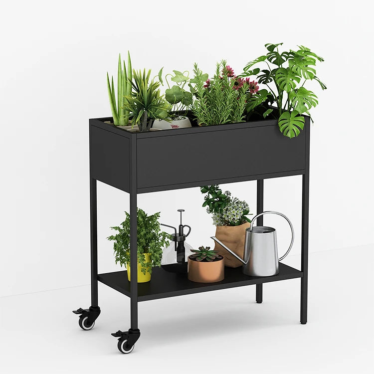 Planters Box Steel Raised Vegetable Flower Raised Bed Metal Galvanized Raised Steel Garden Bed with Wheels