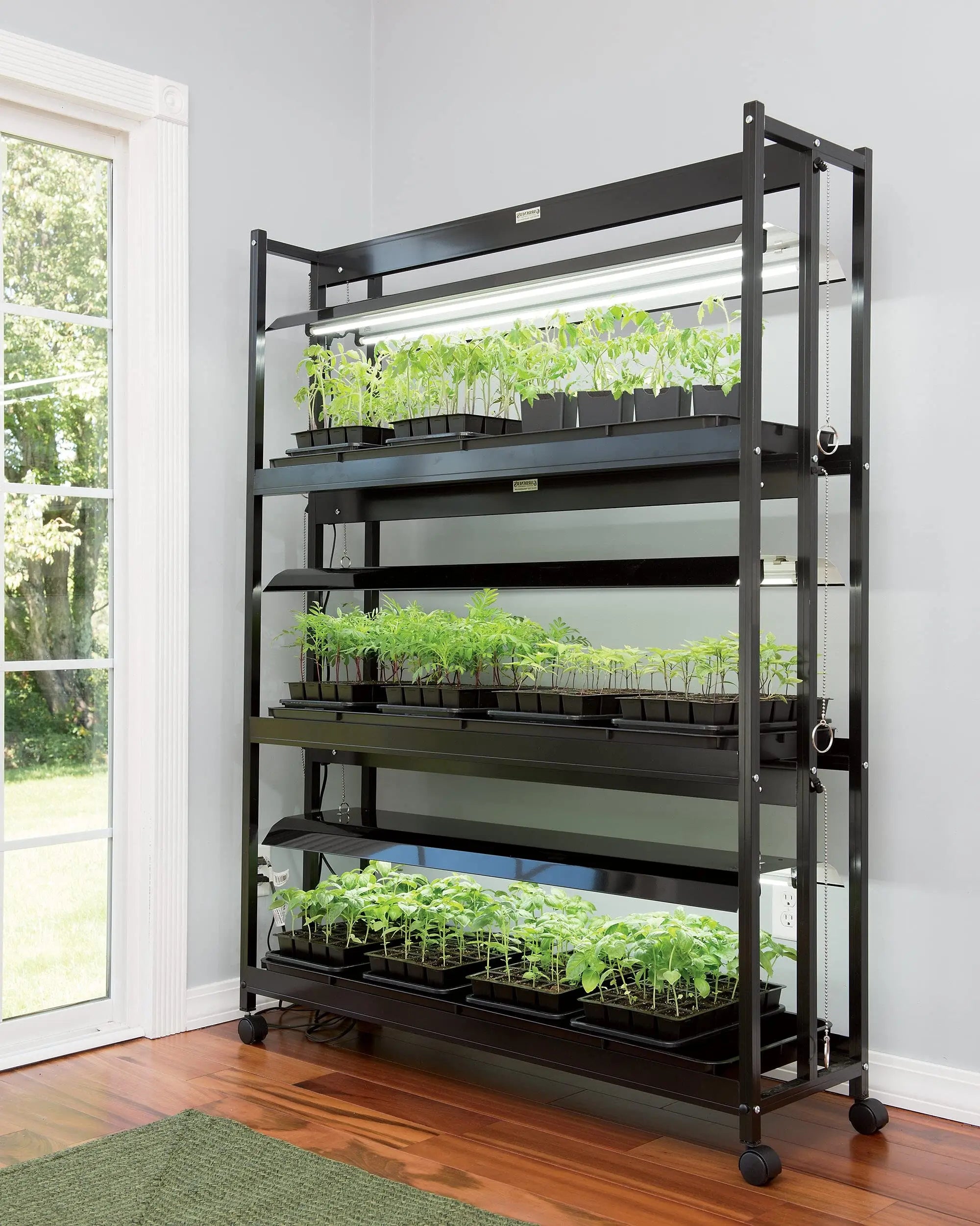 Color LED Grow Light Spectrum Plant Growth Indoor Greenhouse Gardening 3-Tier Plant Stand with Three Watertight Shelf Trays