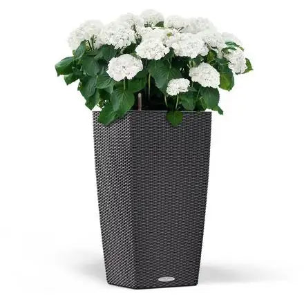 Tall Rattan square Cylinder Self Watering Plastic Self-Watering Planter Flower Plant Pot