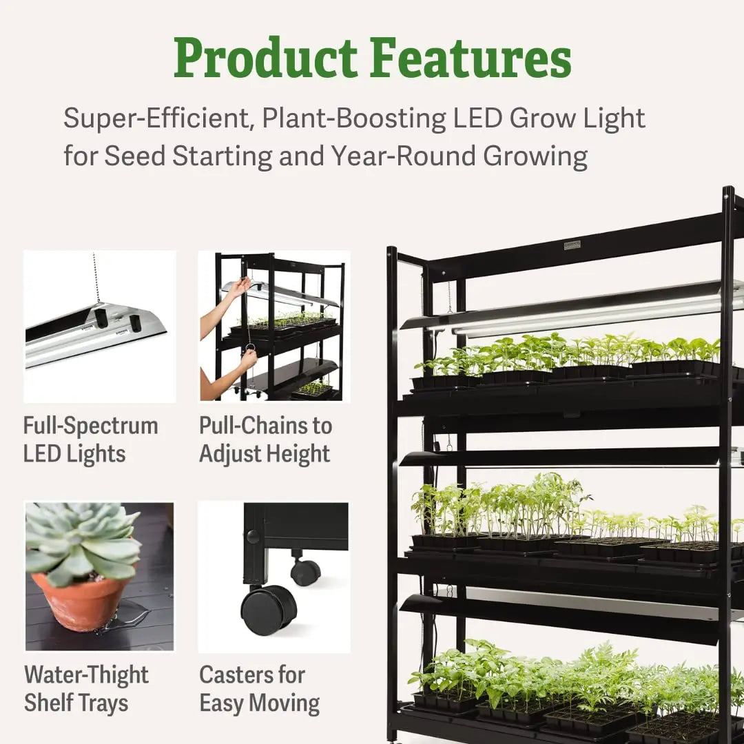 Color LED Grow Light Spectrum Plant Growth Indoor Greenhouse Gardening 3-Tier Plant Stand with Three Watertight Shelf Trays
