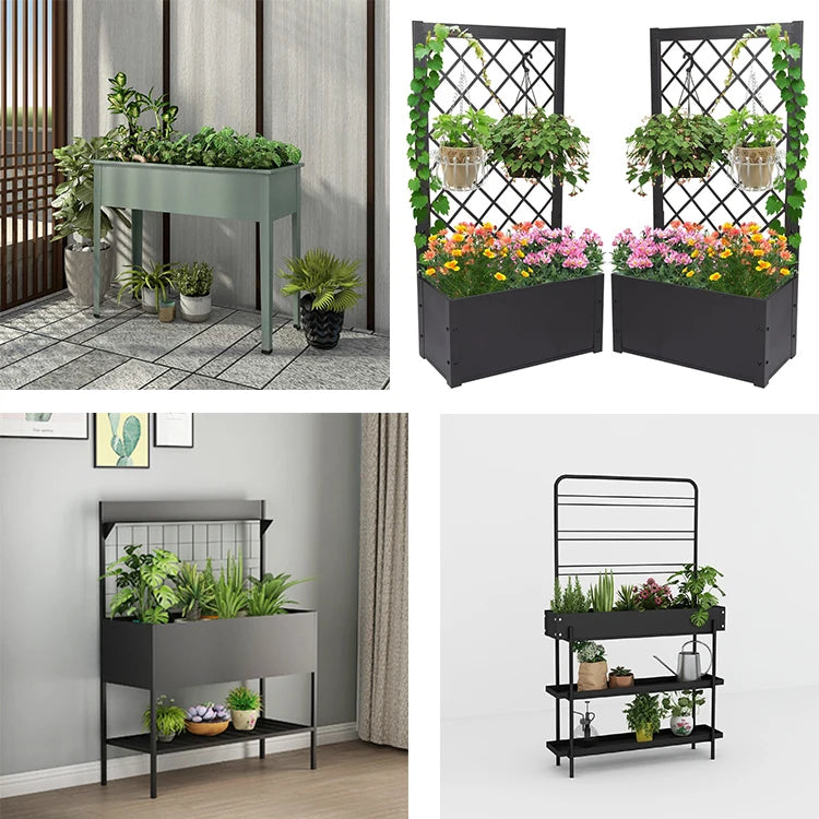 Wholesale Steel Flower Pot Vegetables Rectangular Planter Garden Raised Bed